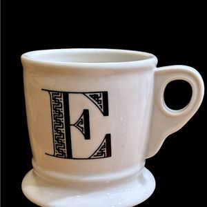 ANTHROPOLOGIE Monogram Series Initial "E" Shaving Style Coffee/Tea Mug
